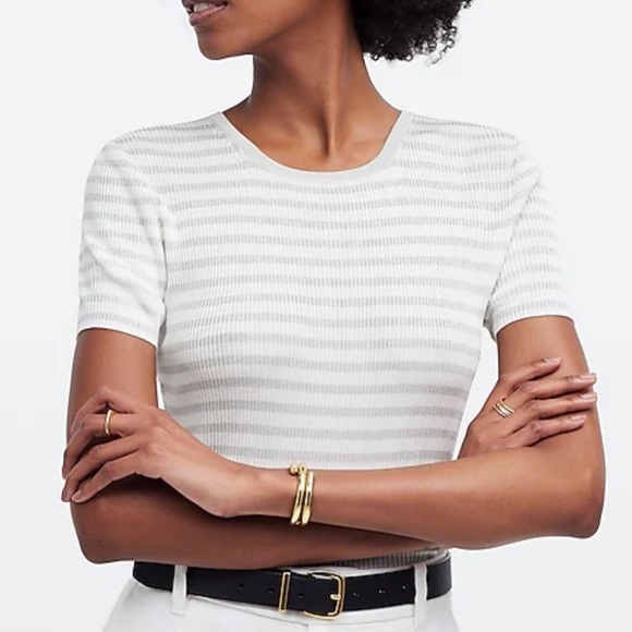 Madewell monument stripe Micro-Rib Sweater Tee - Picture 4 of 6